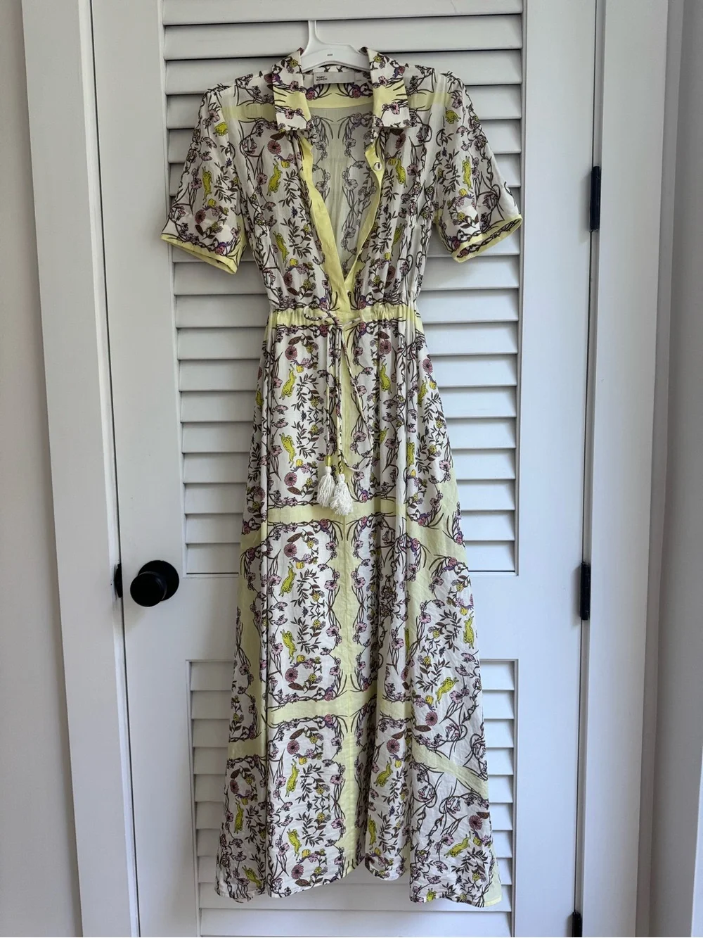 Tory Burch Floral Button-Front Shirt Dress in Light Yellow
